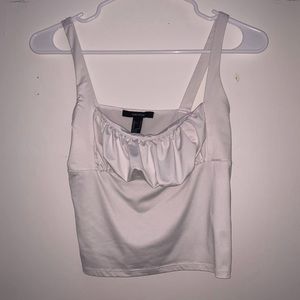 white ruched crop tee